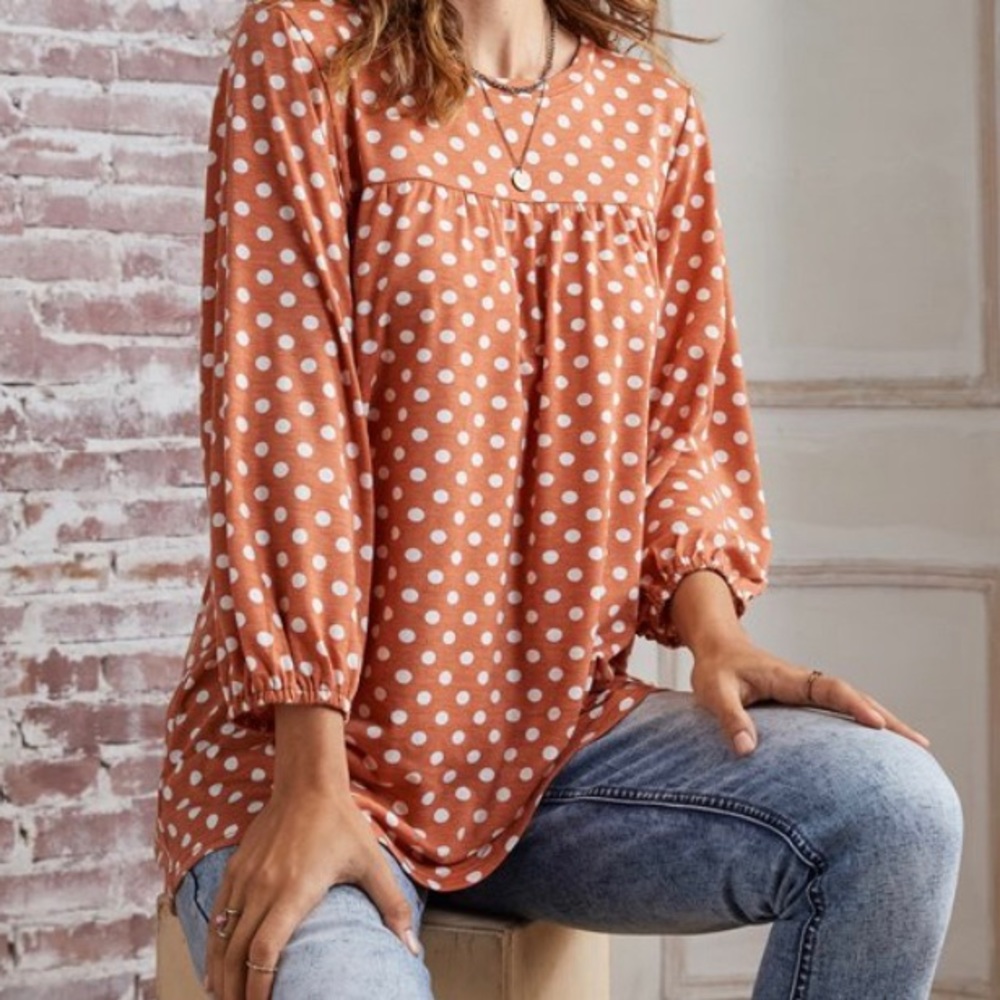 Rust Polka Dot Tunic great for Fall Transition NWT